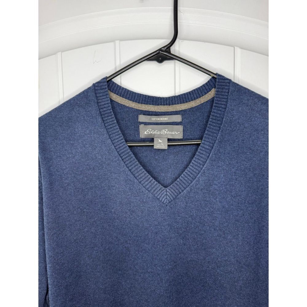 Eddie Bauer Cotton Wool Blue Sweater Large Tall LT